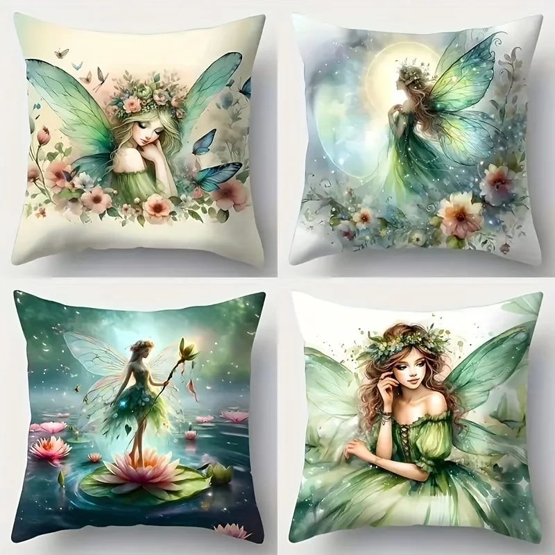 Butterfly water lily patterns digital printing pillow cover Short plush Suitable living rooms bedrooms sofas throw cushion cover