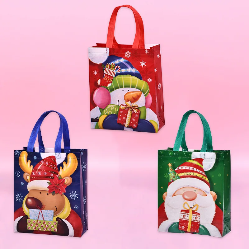 Christmas Non-woven Gift Bag Santa Claus Snowman Candy Desserts Packaging Bag Gift Wrapping Bag Christmas Party Home Decor