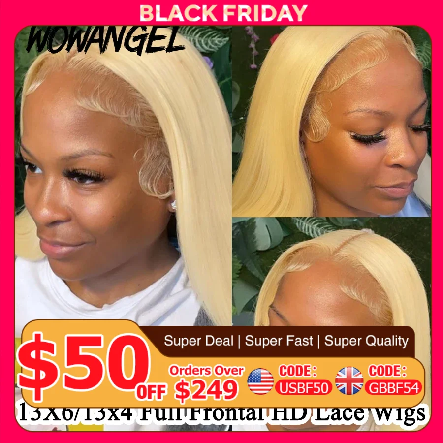 Wow Angel 613 HD Lace Frontal Wig 13X6 Full Lace Front Straight Wig Human Hair Wig Pre Plucked Natural Scalp For Woman Glueless