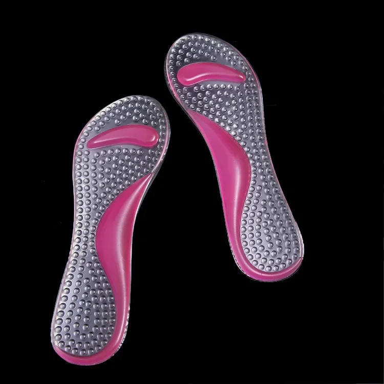 4pcs  Silicone Insoles for High Heels Foot Cushion Arch Support Transparent Anti-slip Massaging Metatarsal Cushion Shoe Pad