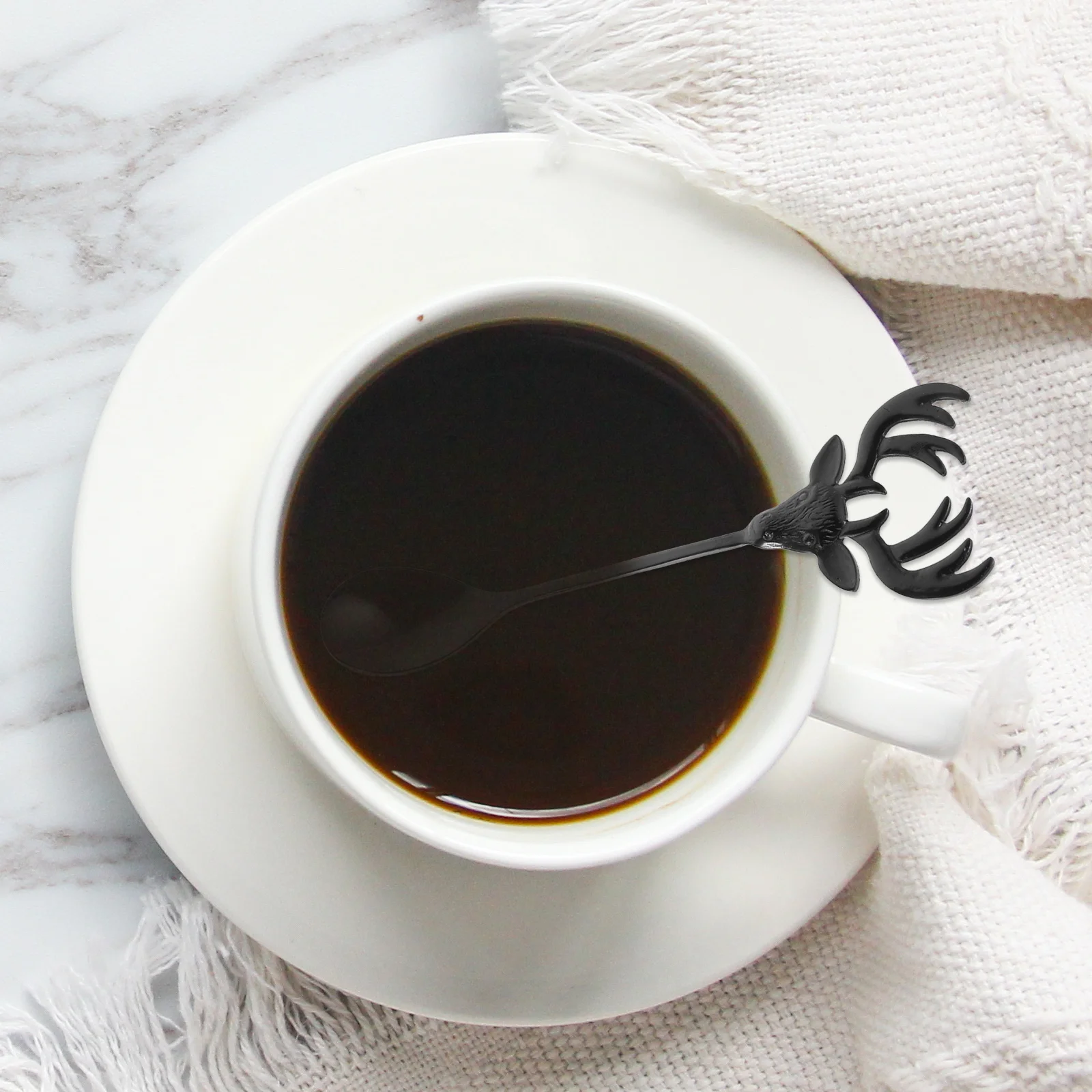 

5Pcs Stainless Steel Coffee Spoons Reindeer Head Design Christmas Tea Stirring Dessert Ice Spoons Sugar Spoon