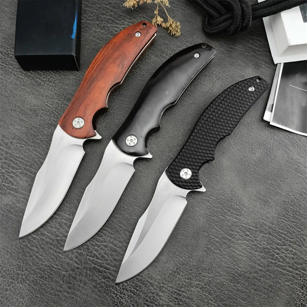 0606 Limited Bearing Flipper Pocket Folding Knife D2 Blade Sandalwood / G10 Handle Rescue Hunting Tactical Knife Combat EDC Tool