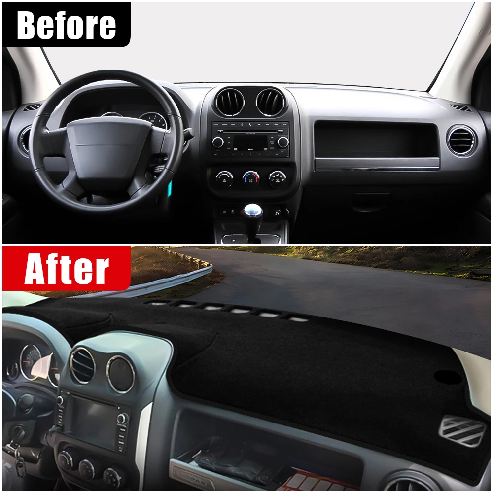 Car Dashboard Cover Pad For Jeep Compass 2010-2016 Sunshade Protector Anti-UV Dash Mats Non-slip Pads Interior