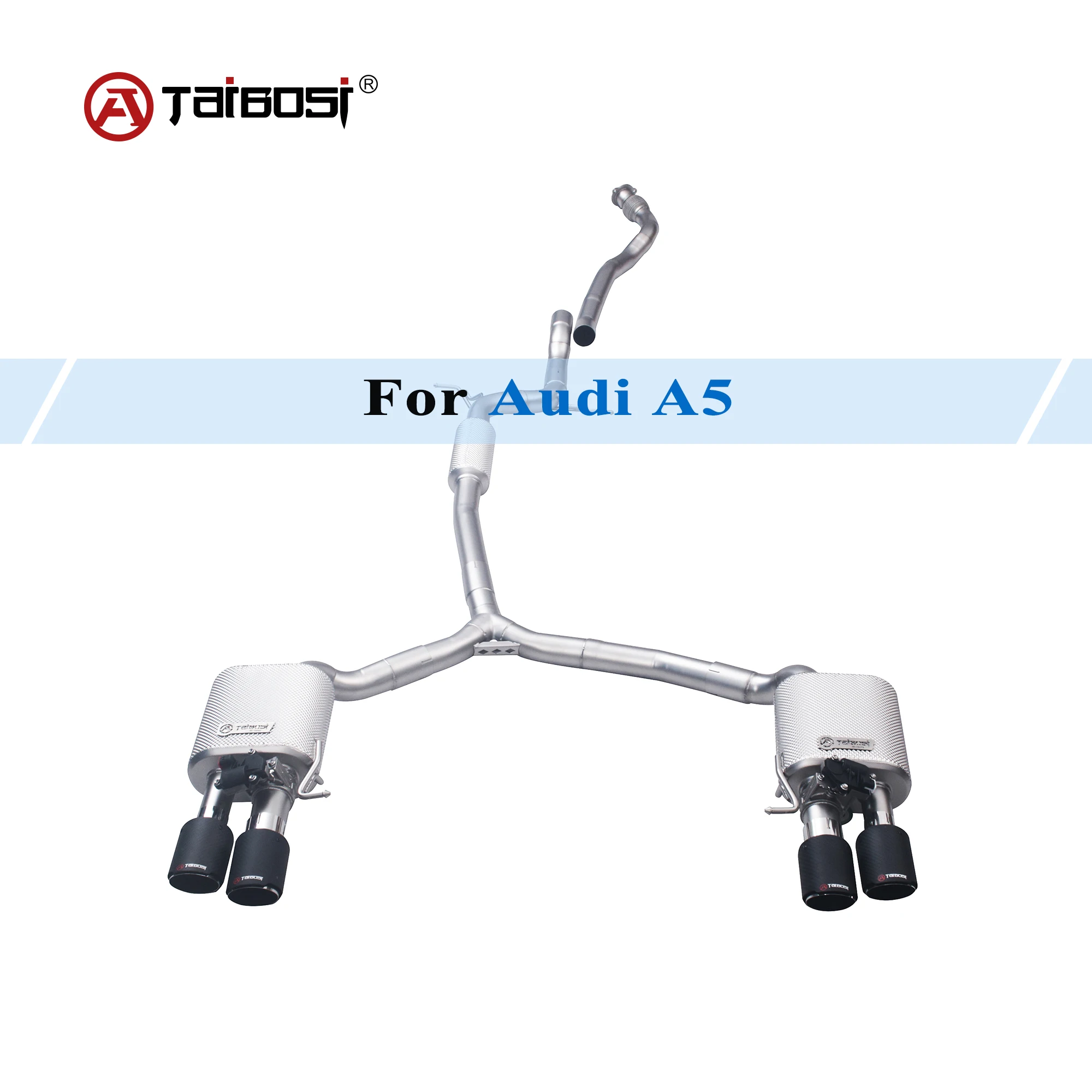 Taibosi Exhaust System for 2009-2016 Audi A5 B8 2.0T Catback Exhaust Pipe Resonator Performance Muffler with Valve