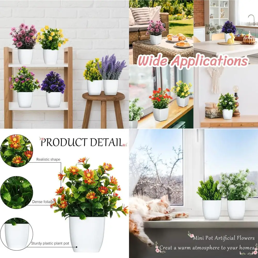 

Набор из 16 миниатюрных искусственных растений в горшках для декора дома, офиса и свадеб