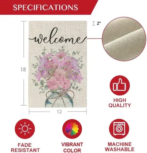 Welcome Floral Garden Flag Mason Jar Double Sided Watercolor, 12x18 Inch XXQ