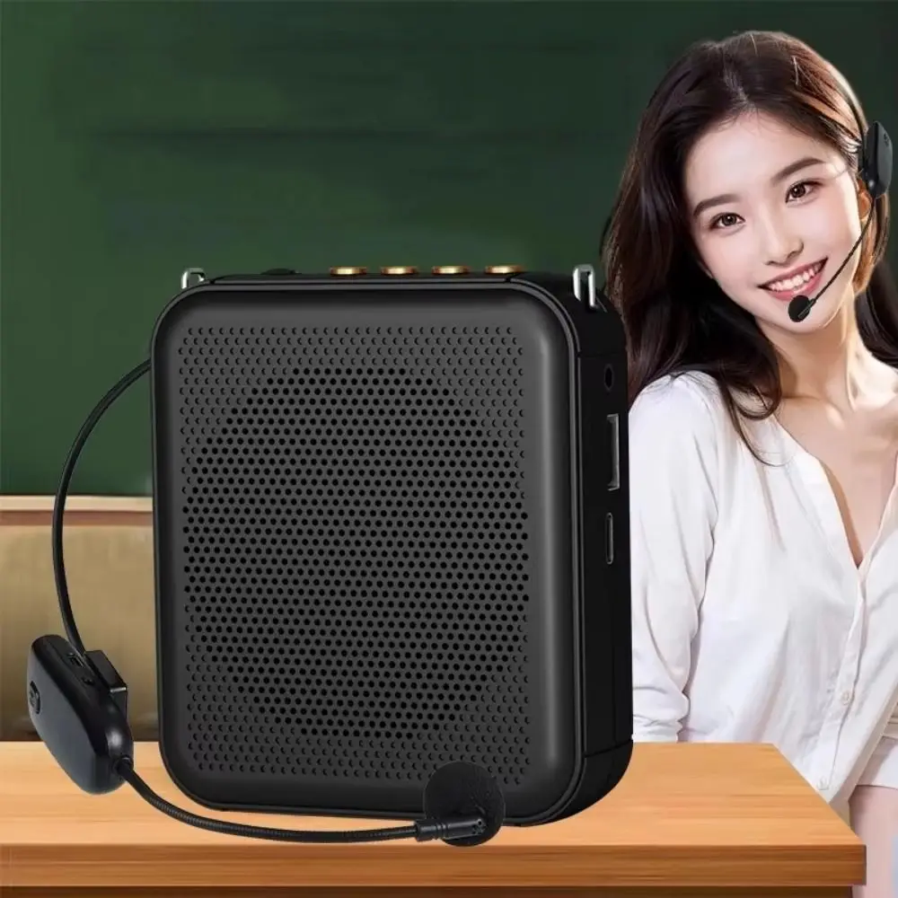 K5 مضخم صوت لاسلكي مع حزام خفيف الوزن سمّاعات بلوتوث بلاستيك راديو FM الفصول الدراسية مكبر صوت لفئة المعلم