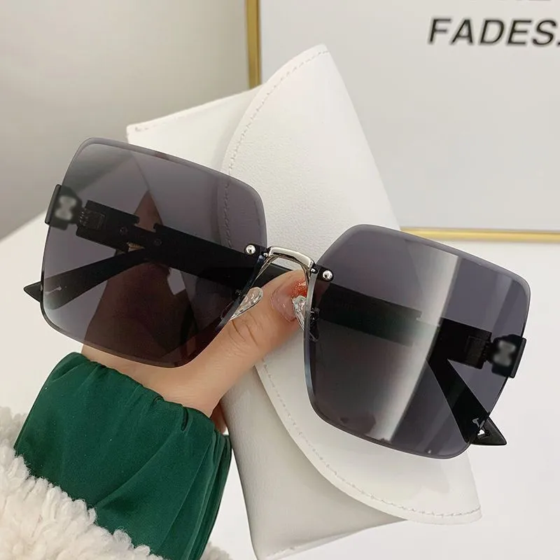 2024 New Women\'s Trendy Large Frame Slimming Sunglasses Without Frames, Trimmed Sunglasses, Street Shooting, Paired with Luxury