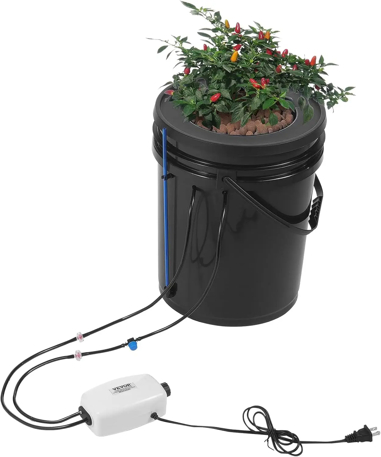 DWC Hydroponics Grow System,ระบบปลูกไฮโดรโปนิกส์พร้อมชุดหยดด้านบน,การเพาะเลี้ยงน้ําลึกขนาด 5 แกลลอนพร้อมปั๊มลม