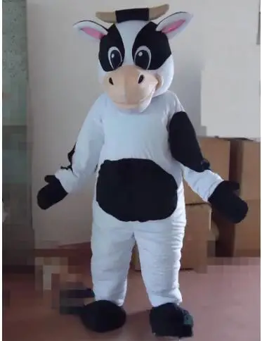 Costume della Mascotte della mucca da latte in bianco e nero Cosplay Mascotte Fancy Dress Character Carnival Christmas Celebration Costume della Mascotte