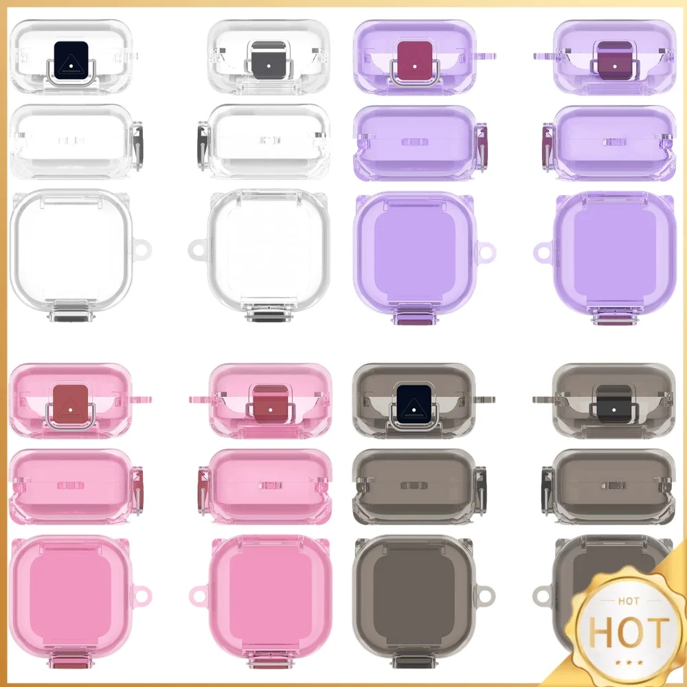 Protective Shell for Samsung Galaxy Buds 4 Pro Buds 4 TPU Clear Case with Carabiner Foldable Stand Anti-Drop Shockproof Cover