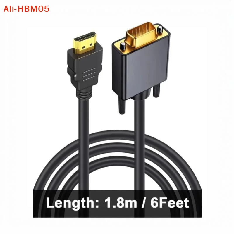 (HB05)1Pcs 1.8 Meters DP Male To VGA/DVI Cable Male Converter Gold-Plated Connector 1080p For Computer Desktop Laptop PC Monitor