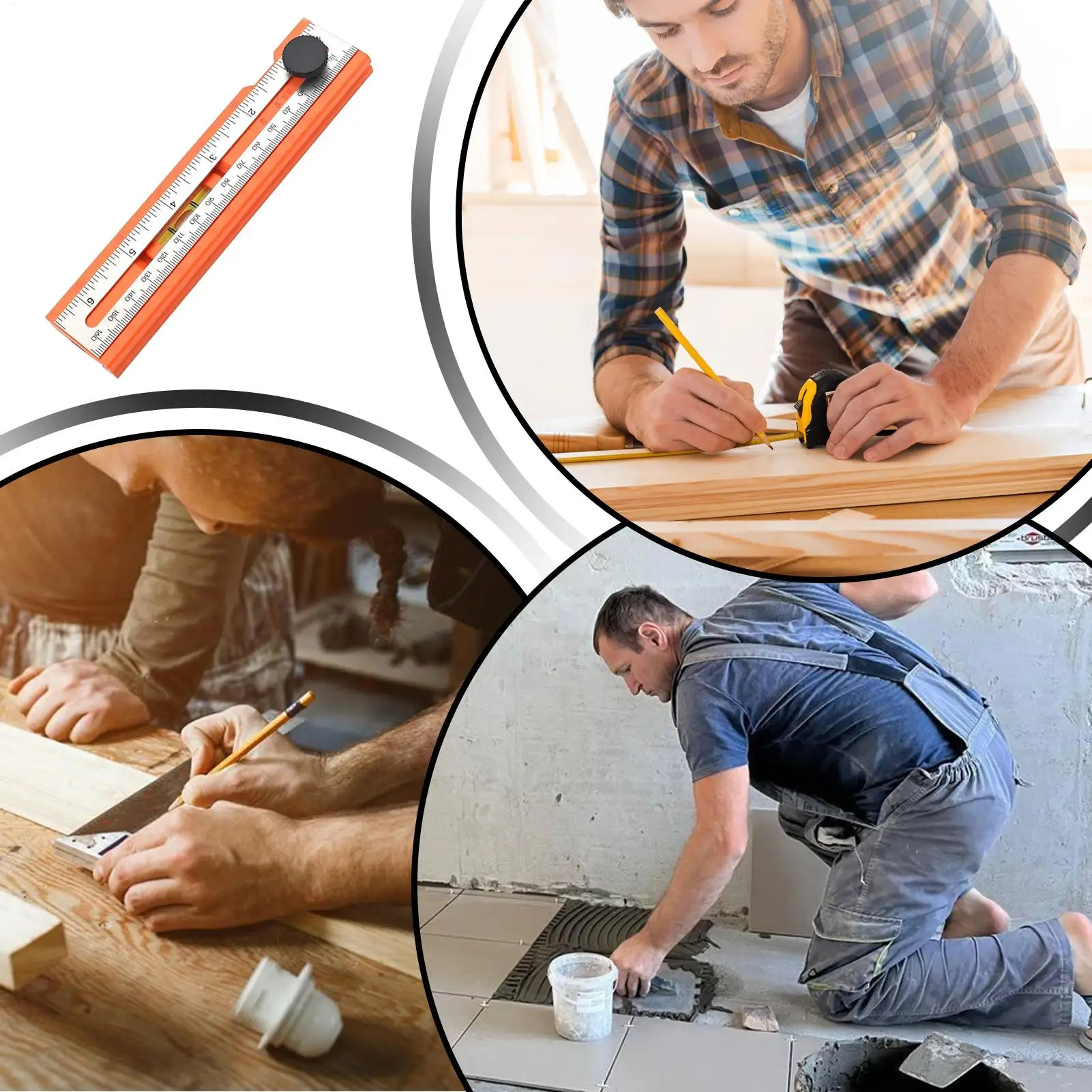 Woodworking Measuring Tools Scribing Ruler Adjustable Guide With Angle Marking 15-90 Degree For Layout Gauge Portable