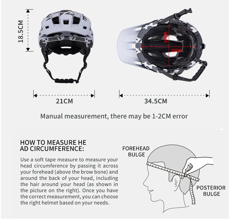 SeekerCamouflage Mountainbike-Helm, Einteiliger Komfortabler Leichter Rennrad-Helm, Stoßfester Offroad-Fahrradhelm – Detail 4