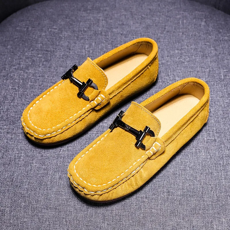 New Quality Kids Children\'s Loafers For Boys Girls Shoes Moccasins Suede Children Flats Casual Boat Wedding Leather Shoes Autumn