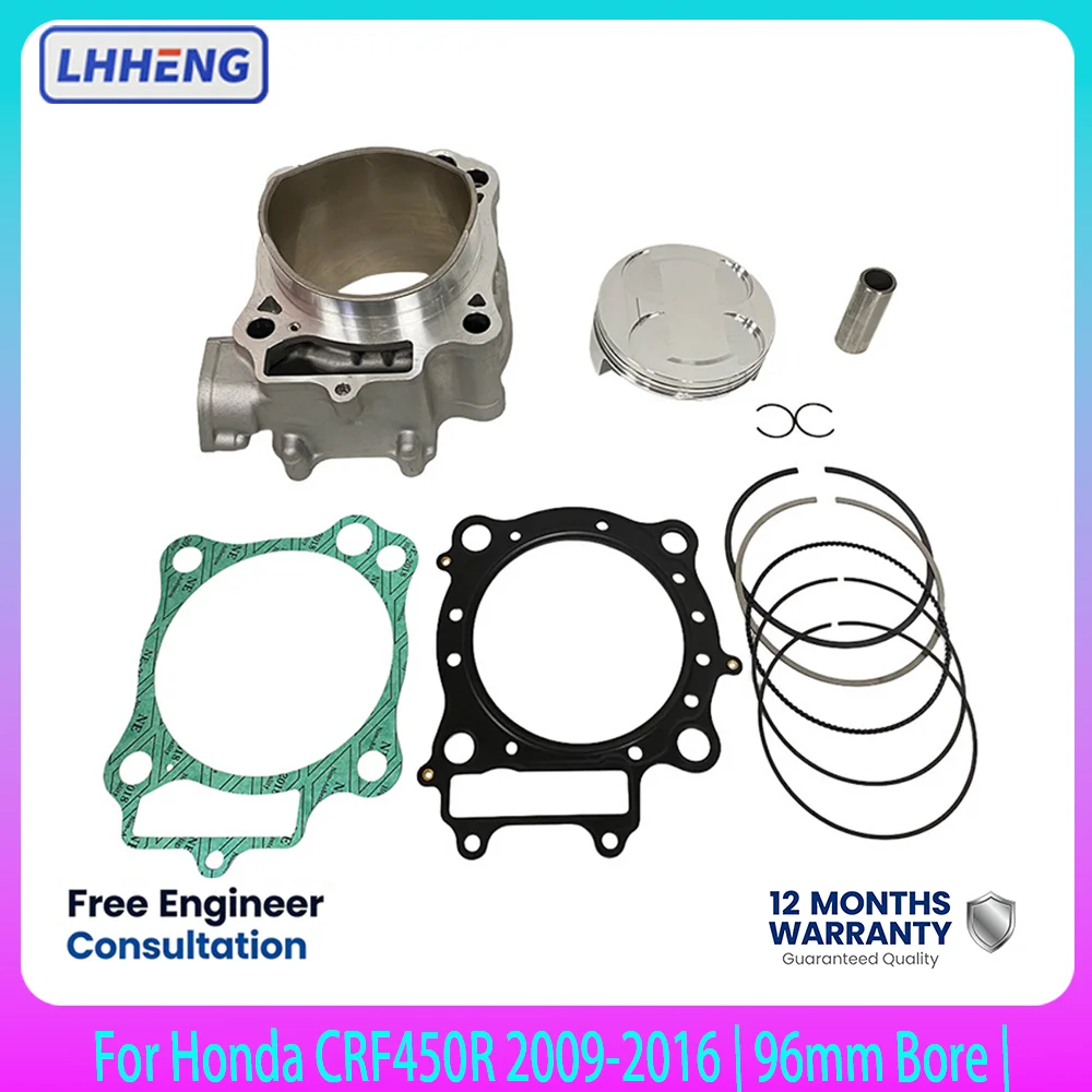 Cylinder Piston Kit For Honda CRF450R CRF450 2009-2016 96mm Top End Rebuild Kit 12100-MEN-A50 13101-MEN-A90