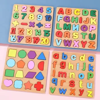 Çocuklar için ahşap Yapbozlar Alfabe Şekli Numarası Bulmaca Kurulu Eşleştirme Oyunu Eğitici Montessori Oyuncaklar Çocuk Bebek için 2 3 4 Yıl
