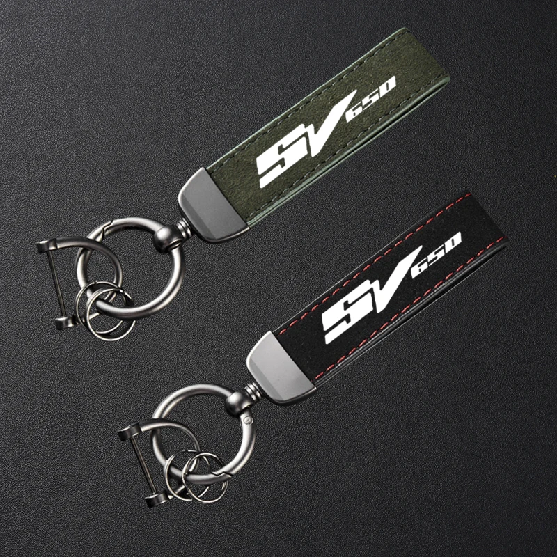 For Suzuki SV650 SV650S SV 650 650S 1999-2025 Accessories High-Grade Leather Suede Keychain Motorcycle Keyring