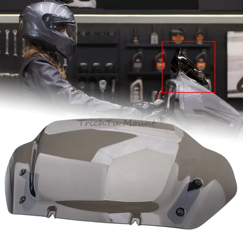 

10" Motorcycle ABSPlastic Fairing Windshield Windscreen Wind Deflector For Harley Street Glide FLHX/I CVO FLHXSE 2023 2024-Later