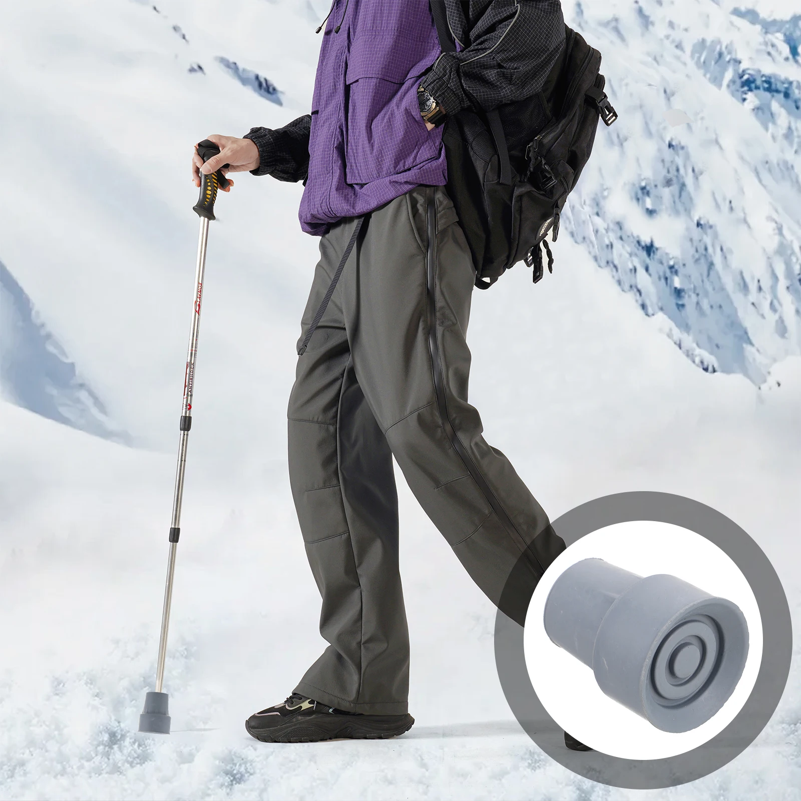 

1pc Rubber Cane Tips Replacement Walking Stick Feet Hiking Pole Tips Trekking Accessories Slip-Resistant Durable Base Cap For