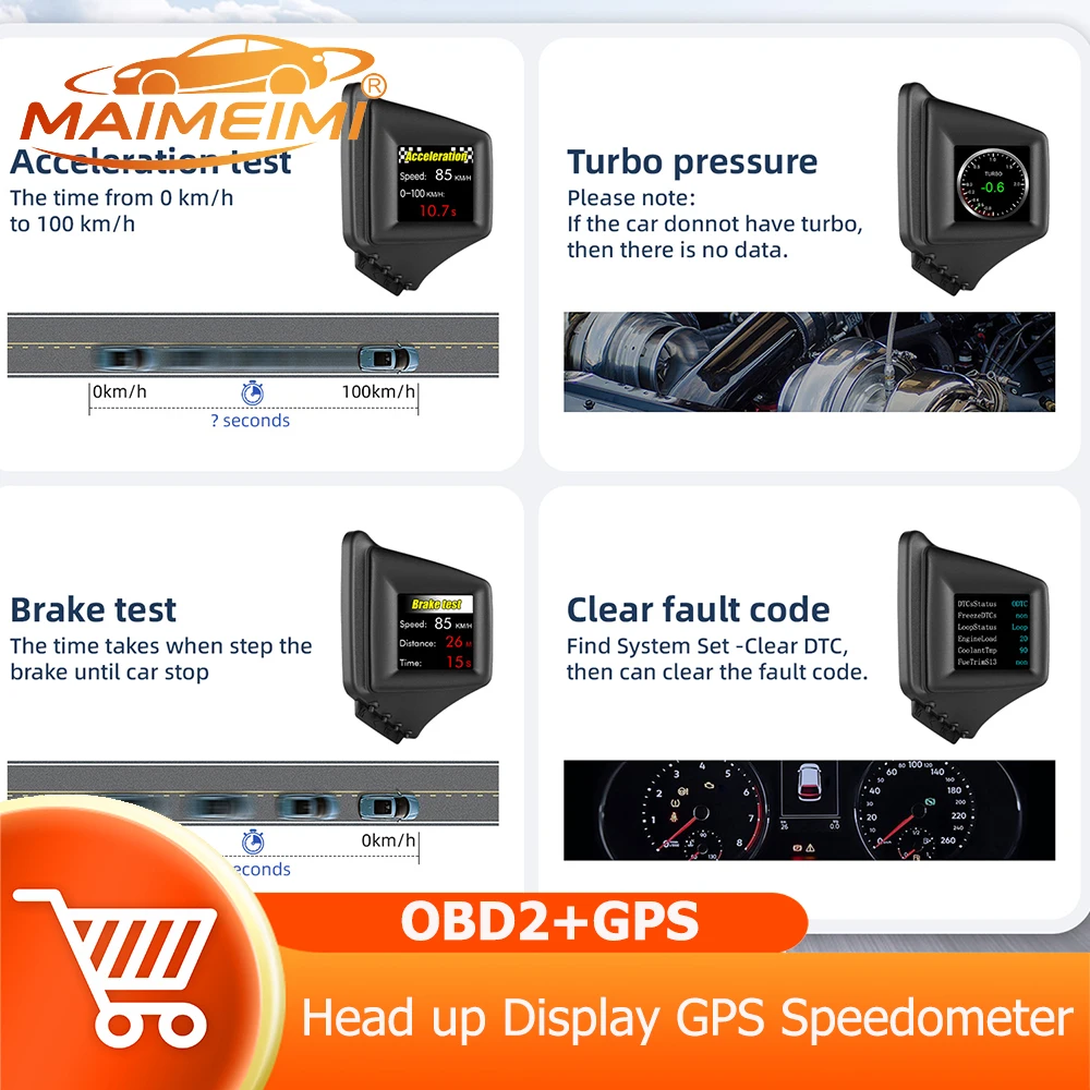 % OBDII Car HUD Smart Digital Gauge, Real-Time KM/H RPM Voltage Engine Temp Display On-Board Computer Gauge