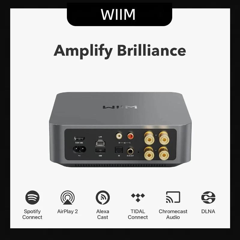 WIIM amp AirPlay2 Receiver, Chromecast Audio, WiFi Multiroom Streamer, Alexa, Siri,Google Assistant,Spotify, AmazonMusic, Tidal