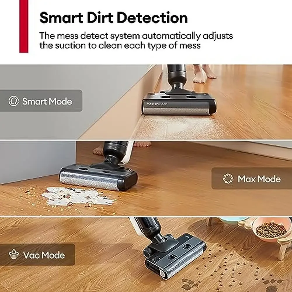 Wet Dry Vacuum Mop Combo Smart Detection Long Runtime Lightweight Dual Tank Design Easy Carry Ceramic Laminate Safe Cleaning
