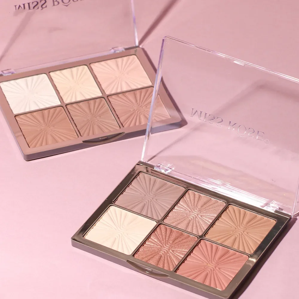 Puder puder do konturowania Bronzer z matowym paleta rozświetlaczy brokatem 6 kolorów rozjaśniający rozświetlacz do przybory do makijażu