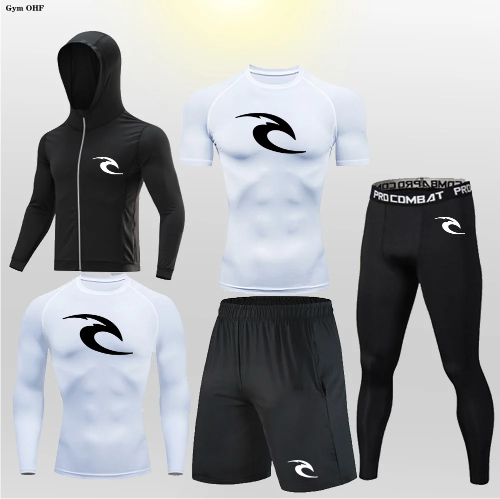 Sports Suit Men's Sports Quick Drying Tight Fitting High Elasticity Running Outdoor Fitness Basketball Football Casual Suit Man