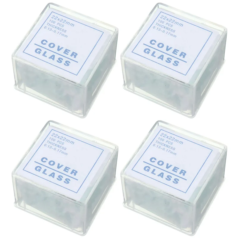 400 Uds. Cubiertas transparentes Coverslips 22X22mm para microscopio