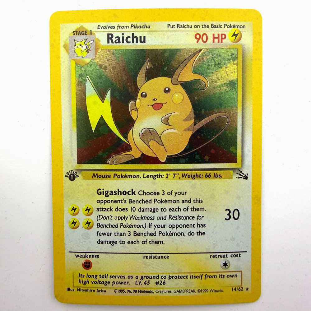 DIY TCG PKM Card 1999 Base 3 Fossil 1st Gengar Dragonite Articuno Moltres Muk Vintage Holo Anime Game Collection Cards Gift