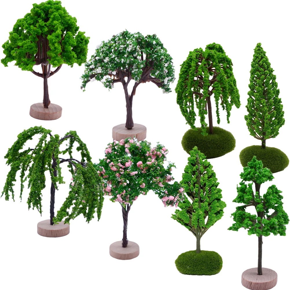 8 pièces Micro paysage arbre jardin décor fausses plantes modèle bureau décoration Mini bois sable Table bricolage modèles