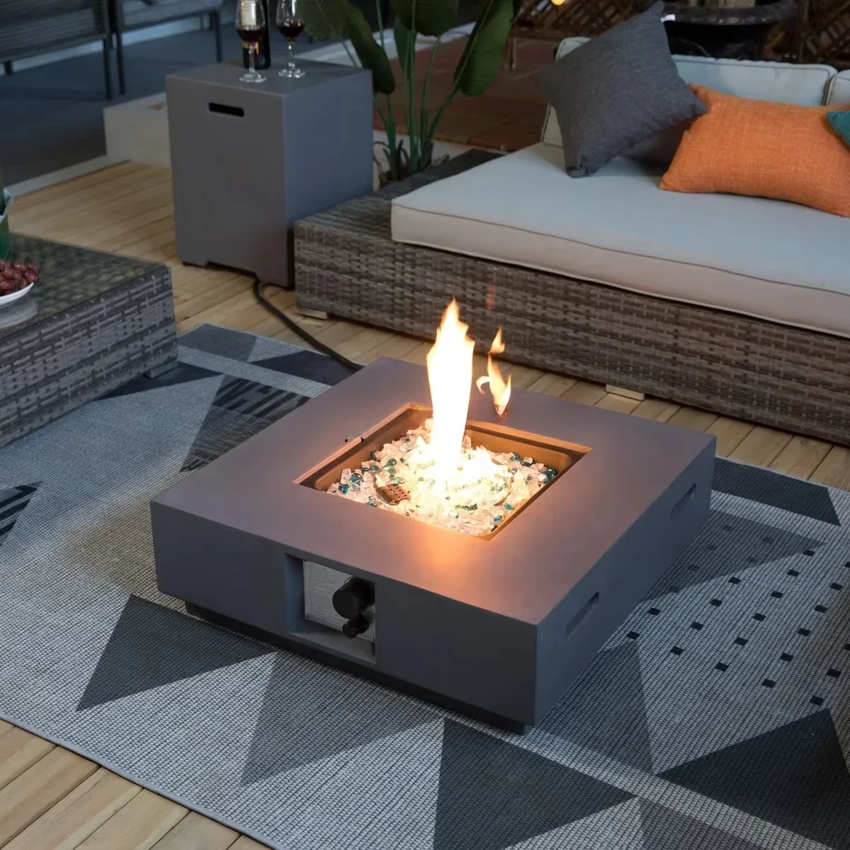 Garden Propane Fire Table Outdoor Fire Table with Lava Rocks