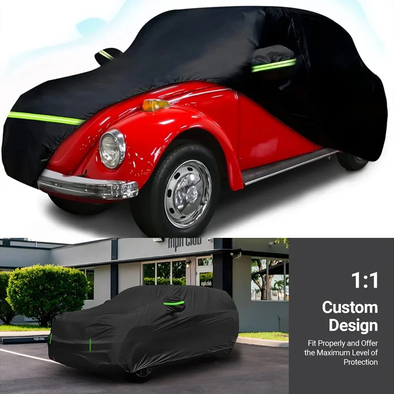 

Car Covers for 1960-1980 Beetle Bug Sedan 2-Door Waterproof All Weather Custom-fit Outdoor Windproof Cover with Door Zipper