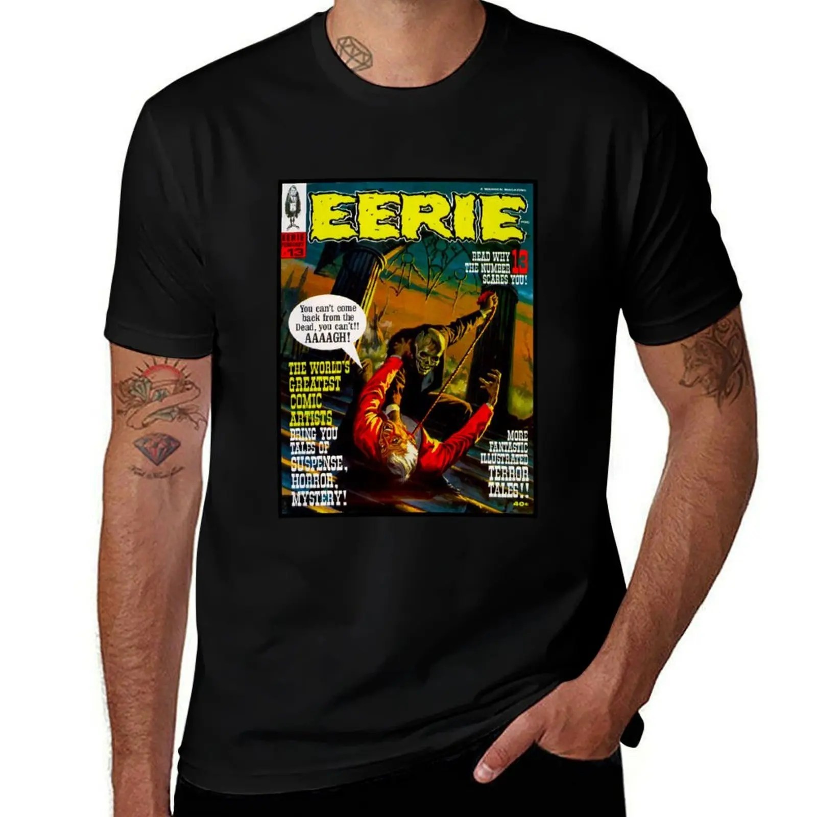 

YEP, YEP, YEP! ANOTHER FANTASTIC VINTAGE EERIE #13 MAGAZINE COVER! T-Shirt men t shirt cotton 100% T-Shirt