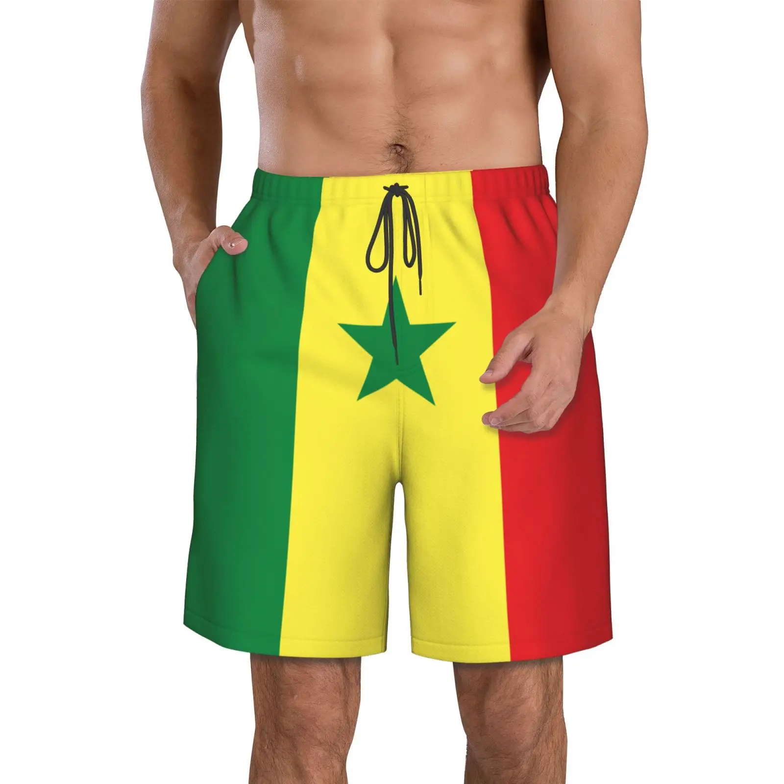 

Men's Senegal Flag Beach Pants Shorts Surfing M-2XL Polyester Swimwear Running