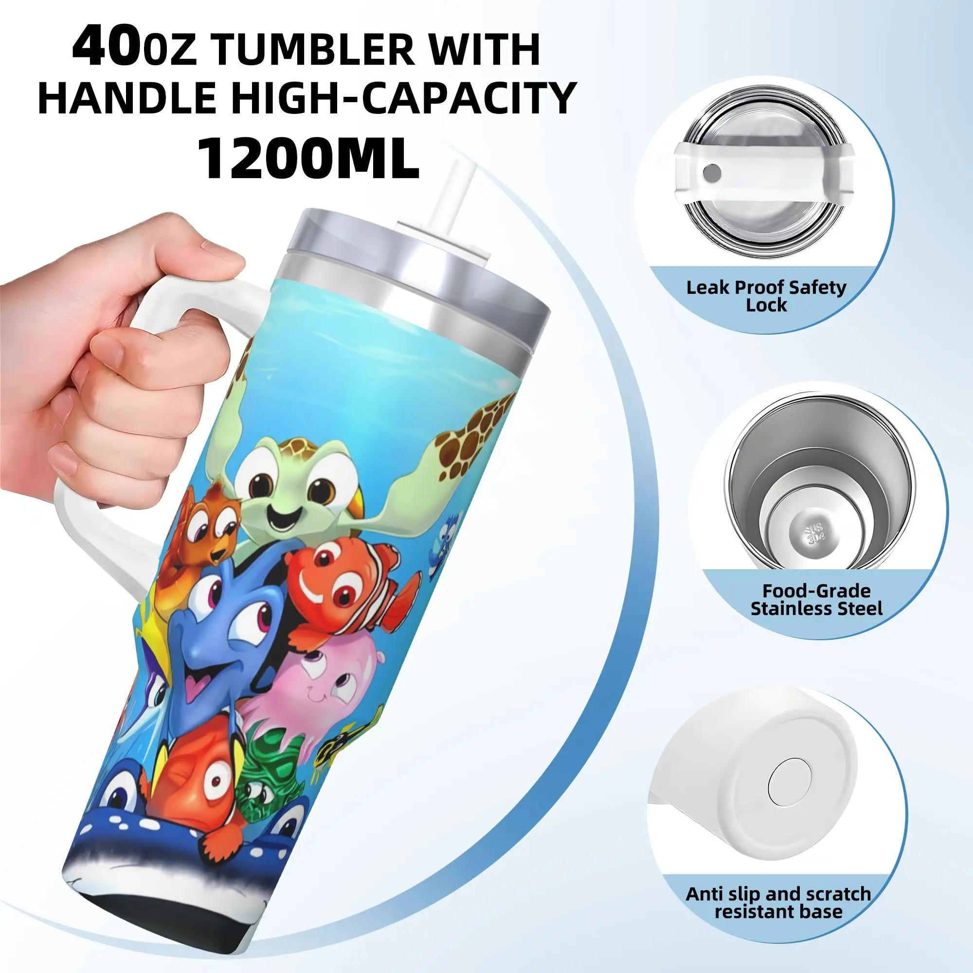 Stainless Steel Tumbler Custom Finding Nemos Mugs Cup With Straws  Travelist Drinks Water Bottle Insulated 40oz Thermal Mug