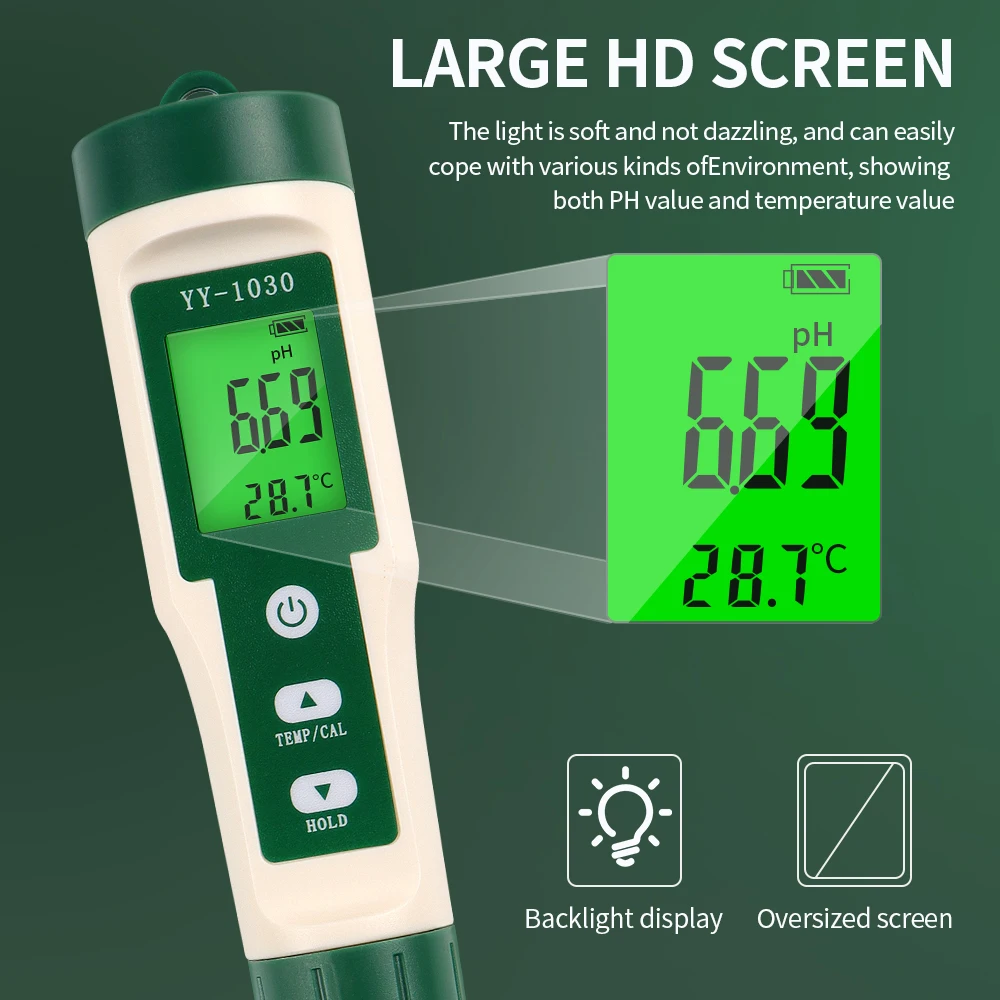 Lebensmittel-pH-Tester Teig-Alkalimeter-pH-Meter 0, 3-0, 5 für boden kosmetische Lebensmittel Käse Fleisch Obst ph cf Dual-Display – Detail 5