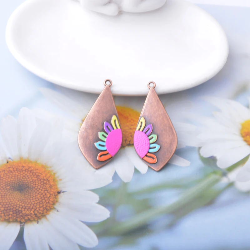 10 Stück Böhmischer Stil Antik Silberfarbene Stein- und Acryl-Anhänger Zinkmetall-Ohrringe Anhänger Zubehör DIY Damenschmuck – Detail 7
