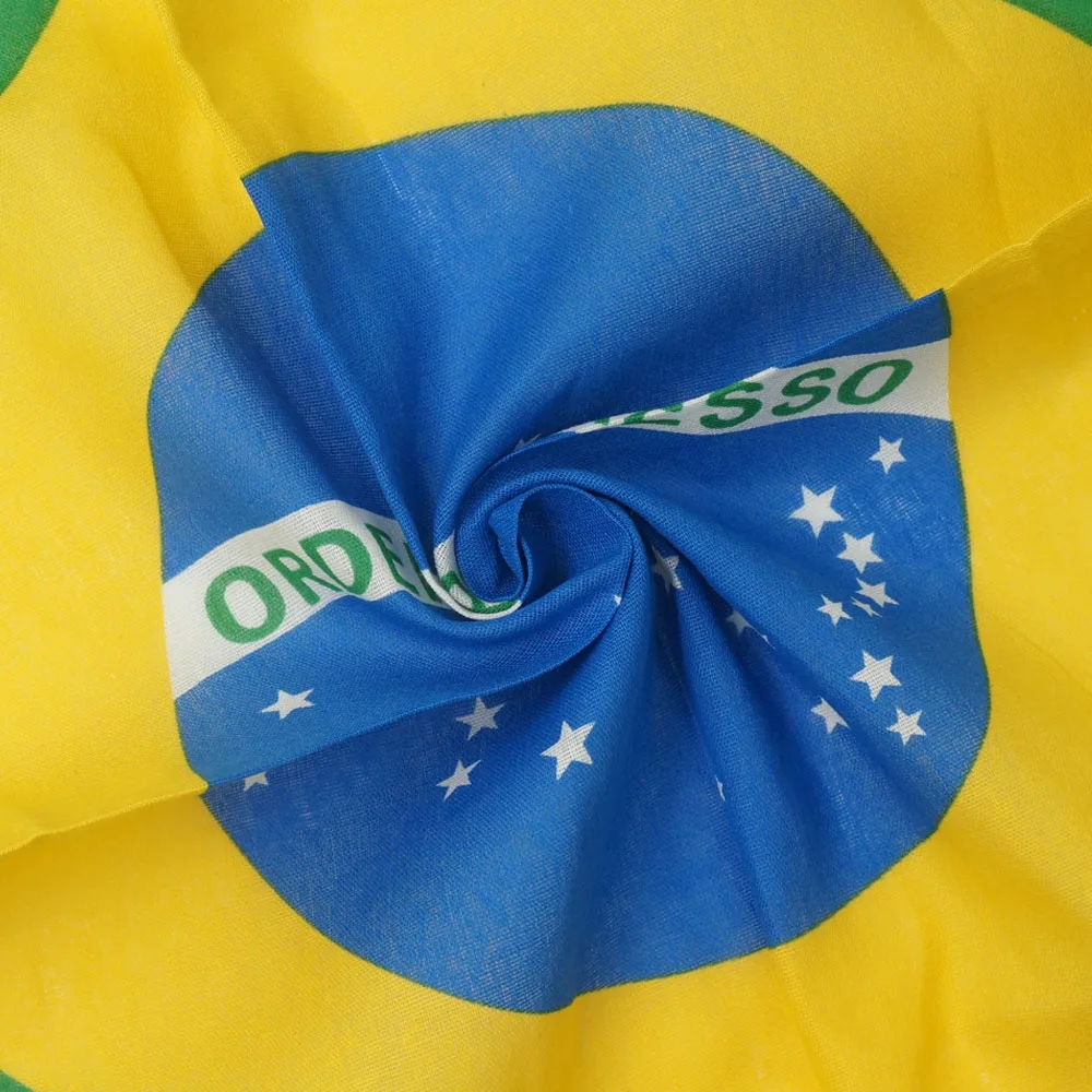 100% Cotton Flag of Brazil Bandana Women Running Cycling Headwear Brazilian Flag Kerchief Men Hip Hop Headwrap Face Cover Mask