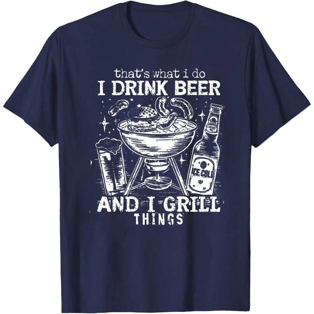 BBQ Dad Grill Master Funny Men Drink Beer and Grill Funny Dad Shirt Fathers Day Trendy Grandad Uncle Brother Retro Camping Tee
