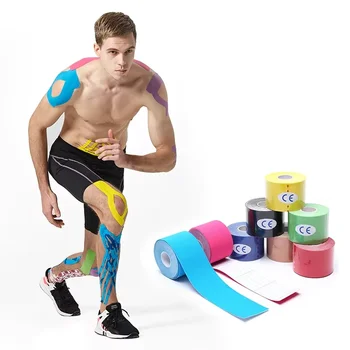 2,5 cm * 5 m Sport Kinesiologie Tape Recovery Selbsthaftende Bandage Wraps Wasserdichte Baumwollbänder zur Linderung von Muskelschmerzen