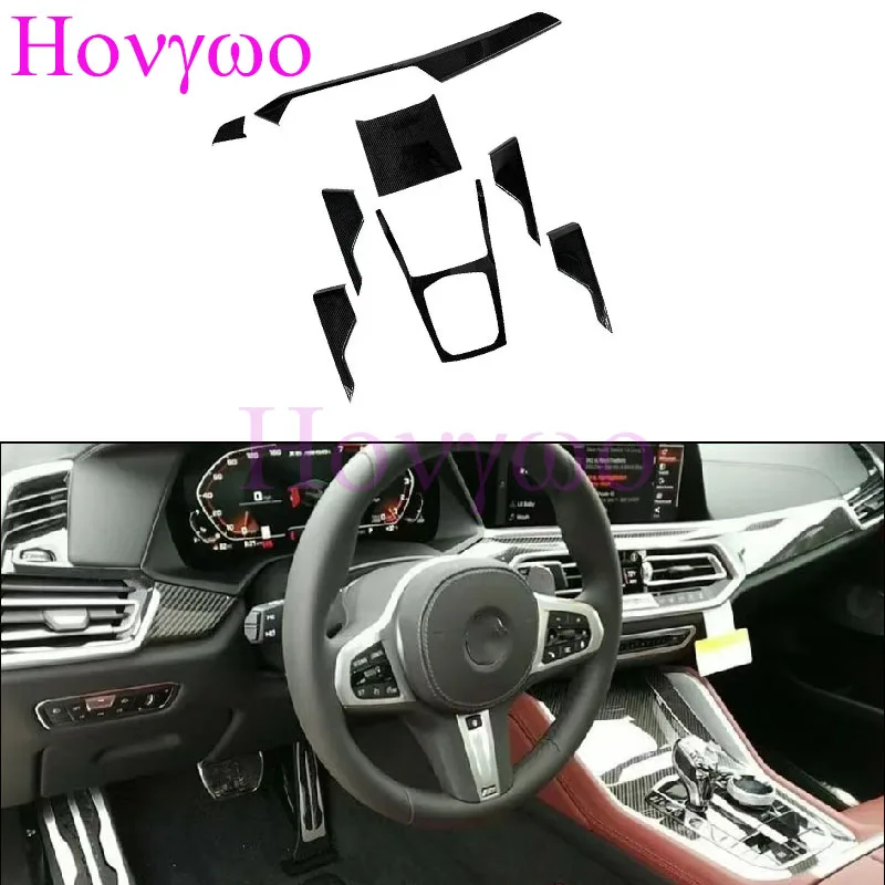 LHD RHD Real Carbon Fiber Interior Trims Dash Cover Center Console Cover Door Panel For BMW X6 G06 2019-2022