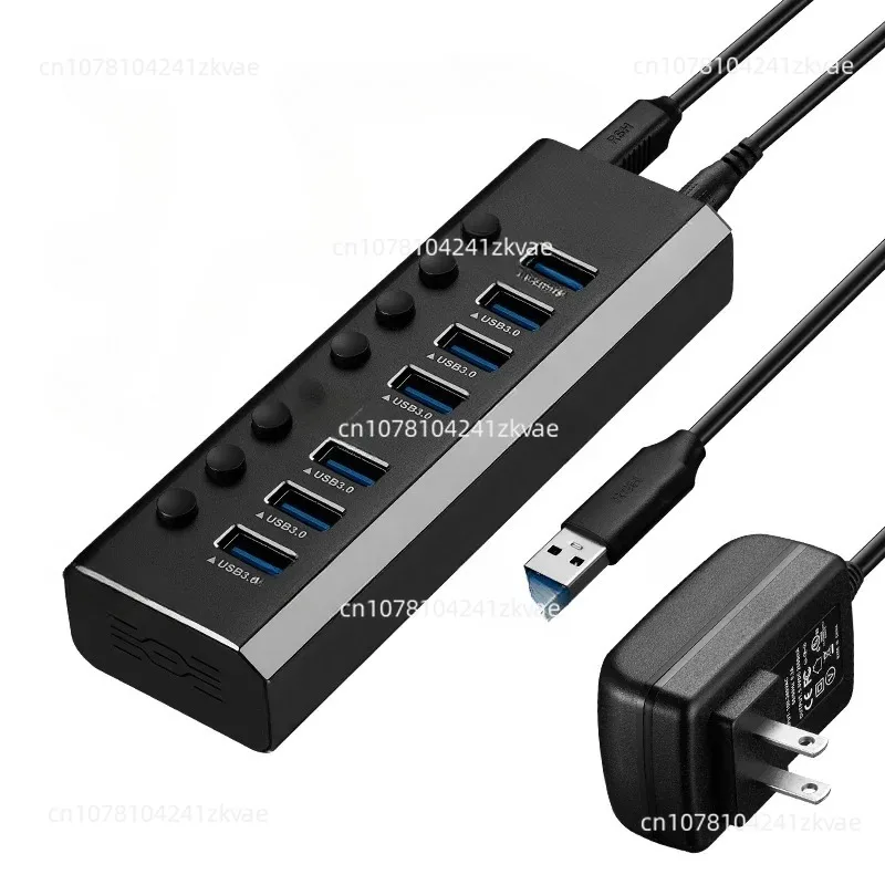 High-speed USB3.0 splitter 10 ports with power supply, multi-interface expansion  computer adapter hub 7 ports