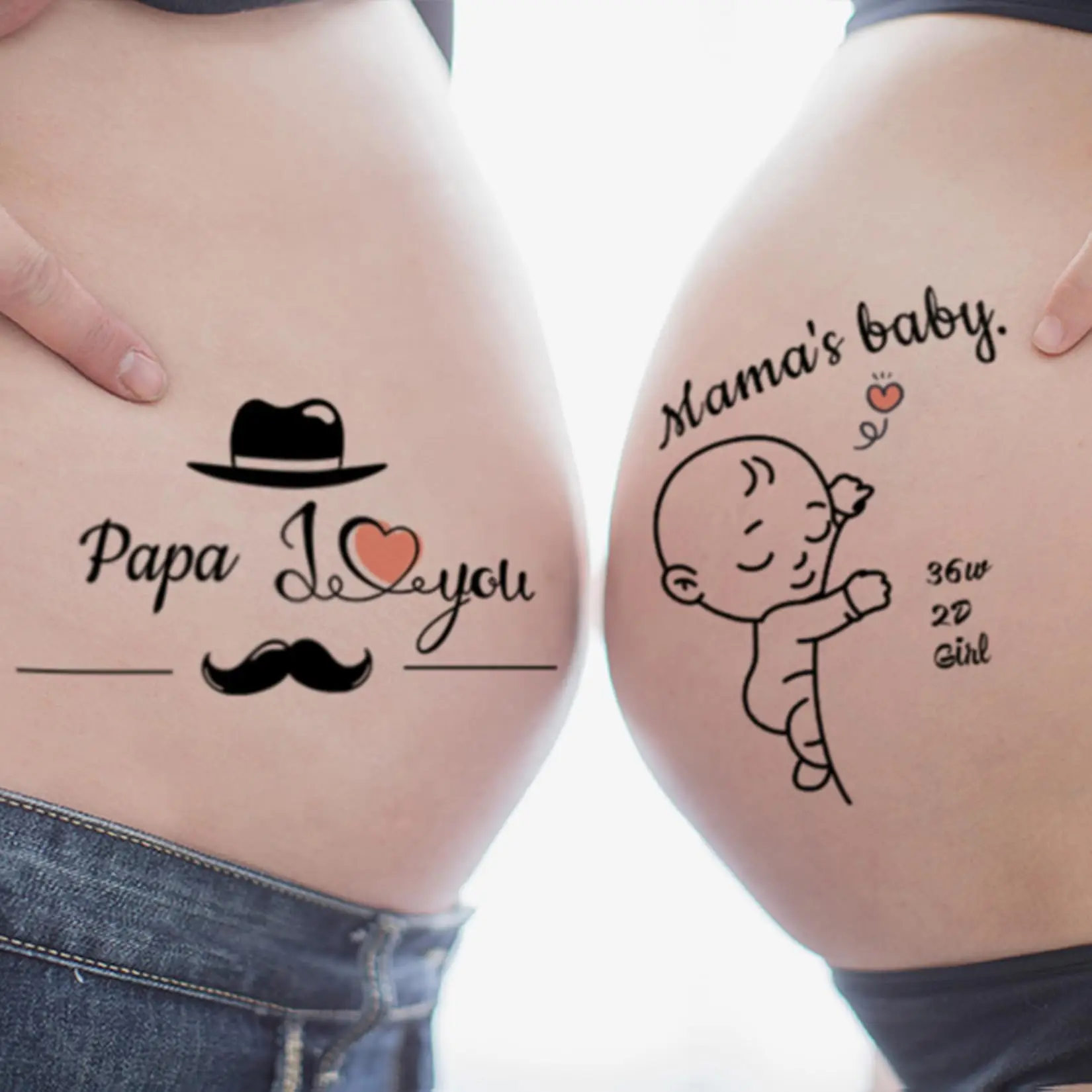 

Наклейки для беременных, селфи для беременных, поздравление, подарок для пары, фотографии беременных, наклейки с ягодной краской, татуировка, наклейка