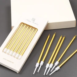 6PCS Set Creative Pencil Style Happy Birthday Candle Long Rod Curved Thread Cake Baking Decoration Plug-In Dress Up Wedding Kid