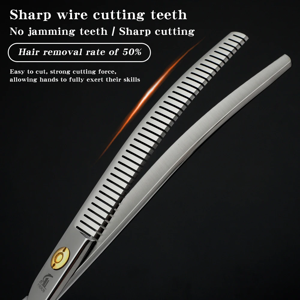 Refinement Curved Teeth Scissors Pet Grooming Thinning Scissors 7inch Curved Fluffy Shears Dog Trimming Shears Pet Styling Tools