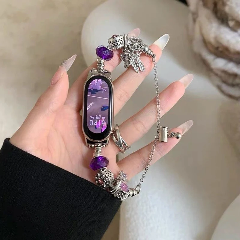 DIY Charms Beaded Bracelet for Redmi Watch 6 5 4 Women Jewelry Strap for Xiaomi Mi Band 9pro 10 9 8 7 6 5 Replacement Wristband