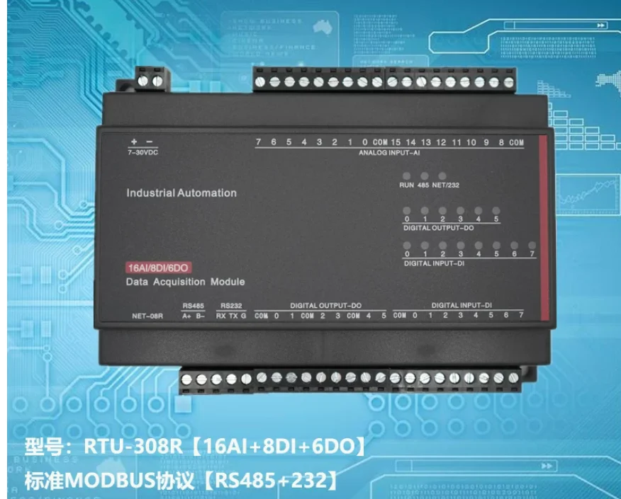 16 Analog Input 8 Switch Input 6 Relay Output Modbus RTU Module