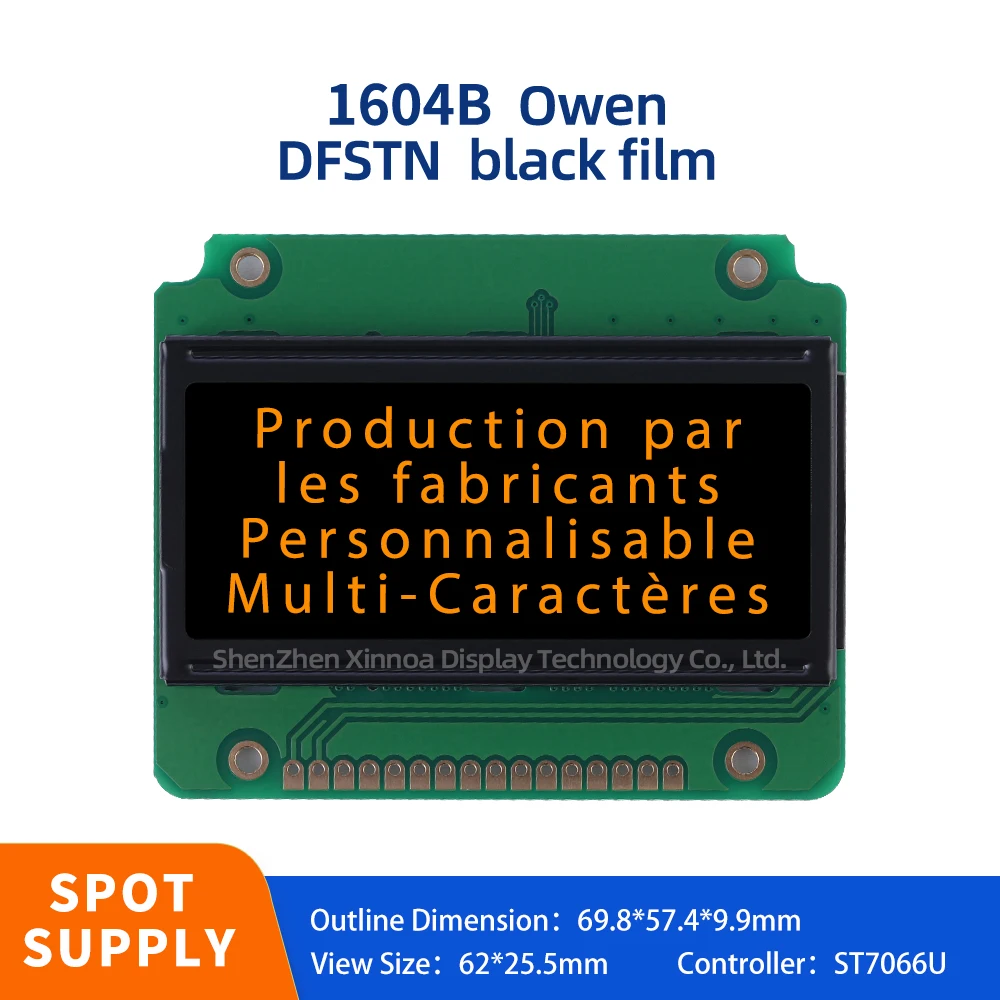 

Support Customization Of Industrial Display Screen 4*16 LCD DFSTN Black Film Orange Letters European 1604B LCD Module